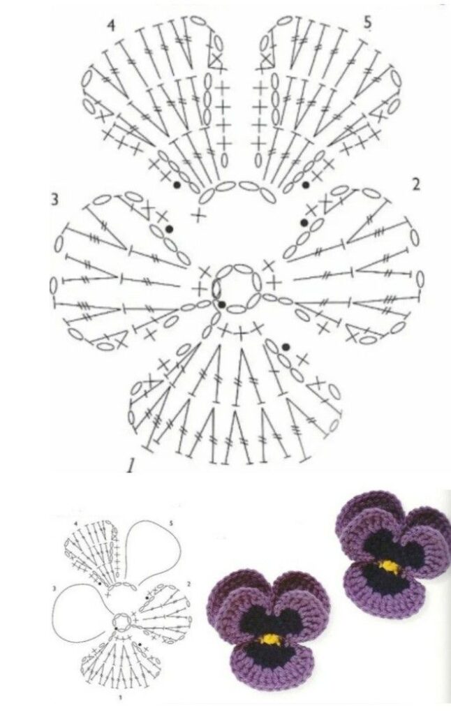 gráficos de flores de crochê simples